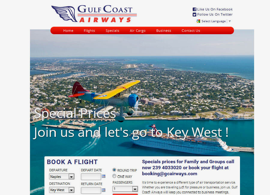 Gulf Coast Airways Website